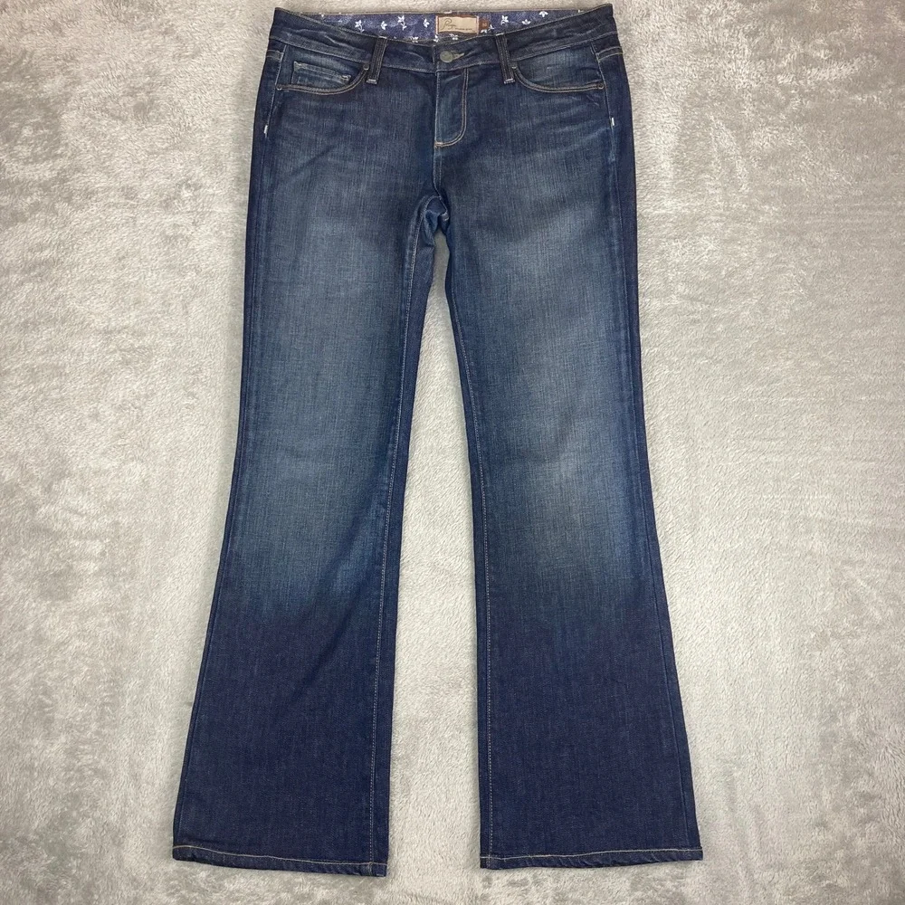 Paige Premium Jeans Women's Size 30 Cloverdale Bootcut Dark Wash Flap‎ Pockets